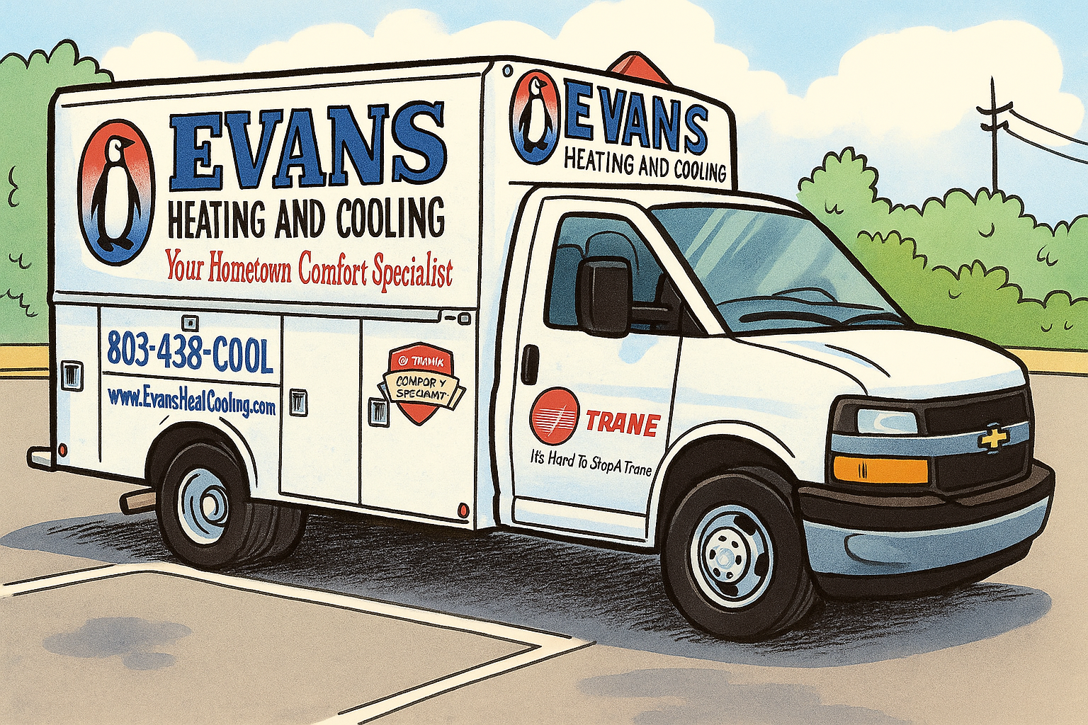 evans heating and cooling service truck