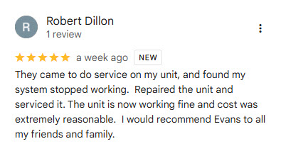 Evans Heating and Cooling review